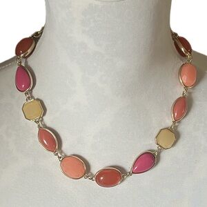 Colorful Gold-Tone Statement Necklace – Multi-Stone Bezel Set Design